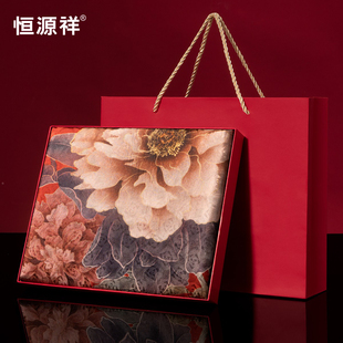 生日礼物送长辈妈妈款提花真丝丝巾桑蚕丝披肩红色围巾礼盒伴手礼