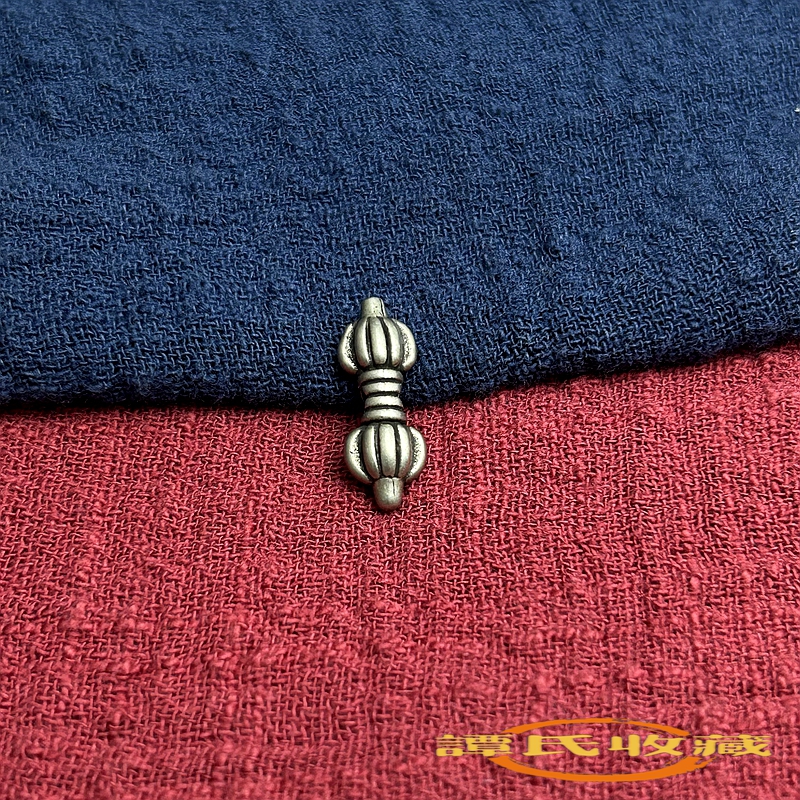 小众迷你九股金刚杵文玩白铜配饰复古佛珠手串项链背云挂饰配件