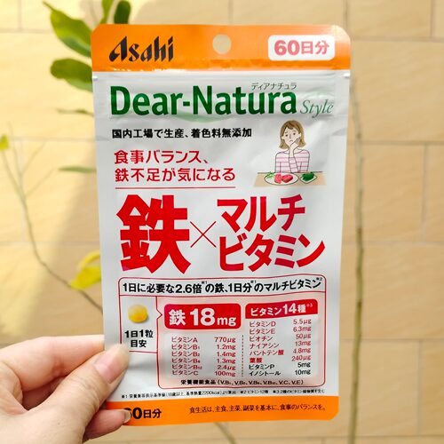日本代购 朝日 Dear-Natura铁·复合维生素 60日