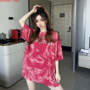 纯棉中长款 宽松扎染短袖 设计感小众t恤女夏 Dsyle潮牌25新款 Rouje