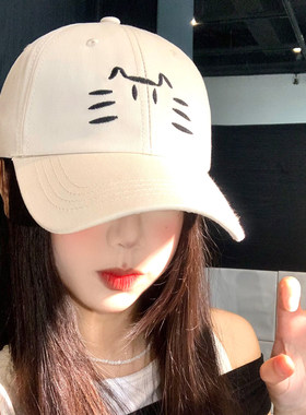 可爱小猫刺绣棒球帽女大