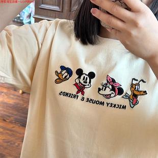 Rouje 可爱印花宽松休闲百搭T恤 Dsyle米奇唐老鸭刺绣chic卡通短袖