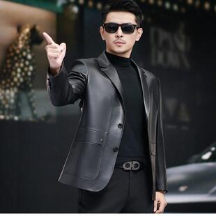 海宁真皮皮衣男士 皮衣外套皮夹克头层绵羊皮男真皮羽绒服父亲 西装