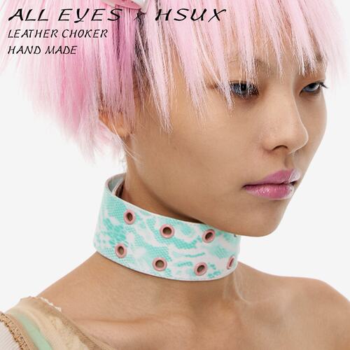 ALL EYES x HSUX 蕾丝印花铆钉皮革项圈 Lace Leather Choker