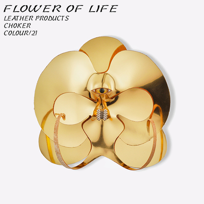 皮革兰花Choker｜手工项链身体装饰链 PlankAteliers