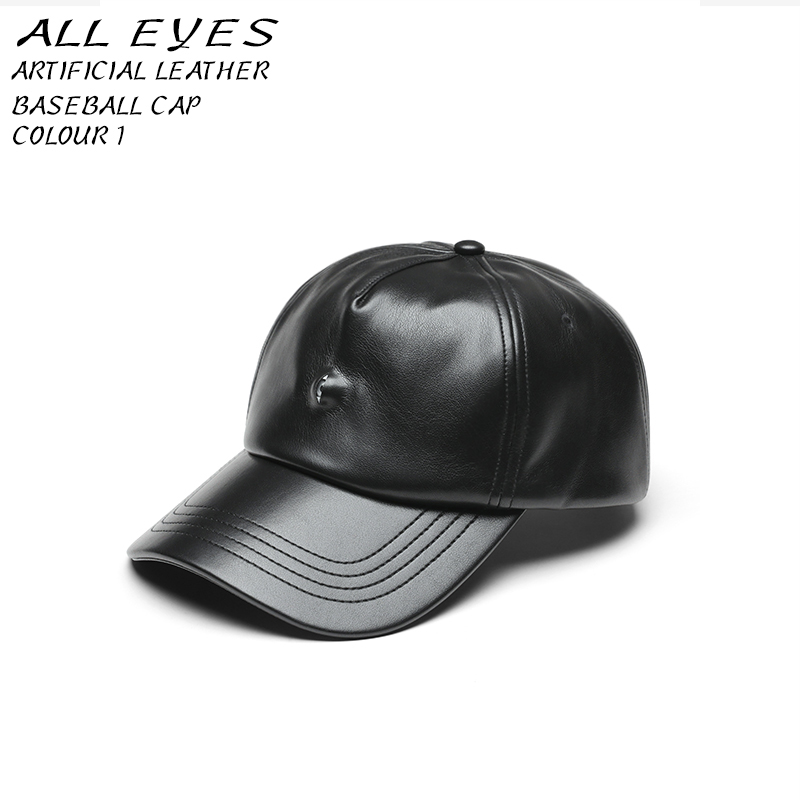 「Alleyes」眼珠设计黑色皮质棒球帽