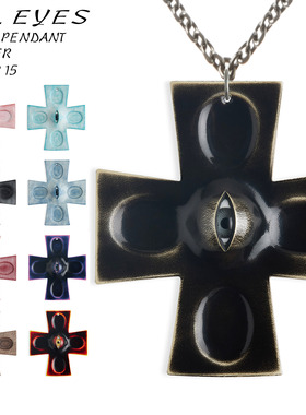 「Alleyes」眼睛十字架大吊坠毛衣项链