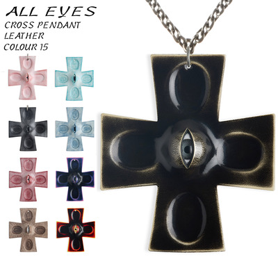 「Alleyes」眼睛十字架大吊坠毛衣项链