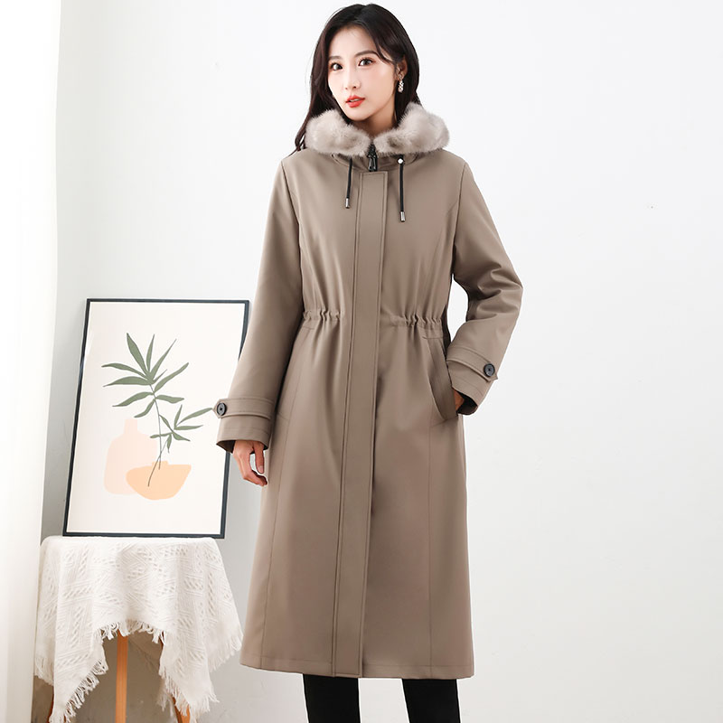 派克服女2025新款水貂毛可拆卸内胆尼克服冬长款皮草整貂大衣外套