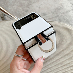 适用三星zflip手机壳指环5g全包防摔Galaxy zflip3简约皮z flip2代白色F7000折叠屏zflip1保护套f7110女外壳