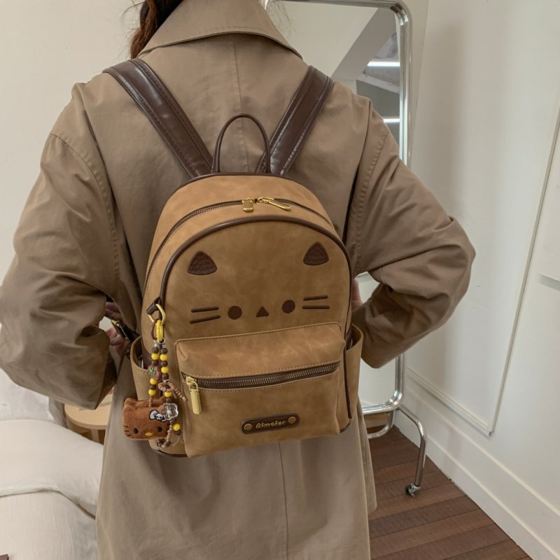 复古可爱猫咪双肩包女学生书包大容量韩版2025新款高品质卡通背包