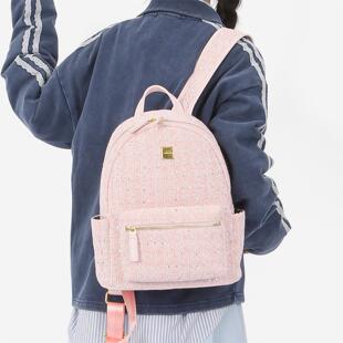 小香风双肩包女时尚大学生休闲书包少女心亮片大容量通勤百搭背包