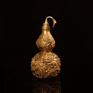 黄铜龙纹葫芦九龙开盖口铜葫芦化解保平安风水客厅玄关摆件工艺品
