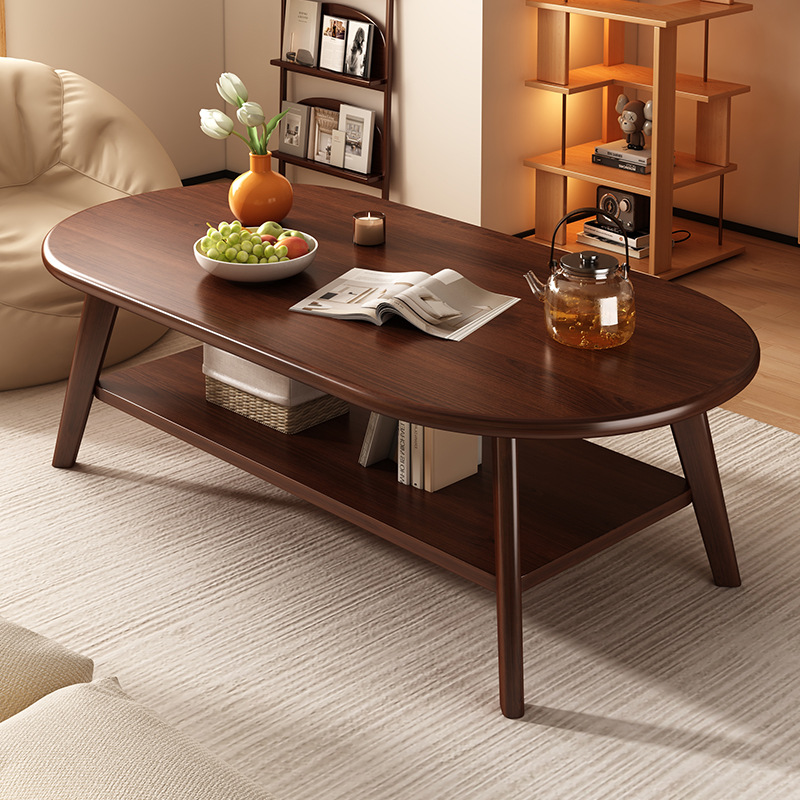 中古风实木茶几客厅家用小户型双层桌子2025新款简约简易沙发茶桌