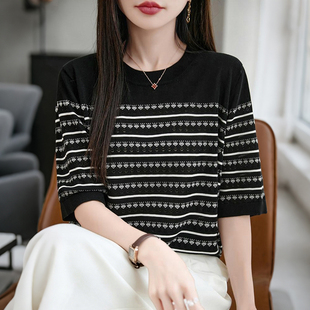 莱赛尔天丝半袖t恤女款2026新款爆款宽松显瘦百搭五分袖针织上衣