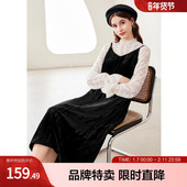 丝绒吊带赫本风百搭吊带长款 百图betu秋冬新款 法式 连衣裙