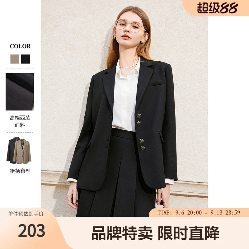 betu百图学院风西装新款气质时髦英伦风西装长袖单排扣西服女