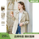 百图经典 风衣女 卡其色风衣秋简约翻驳领双排扣中长款
