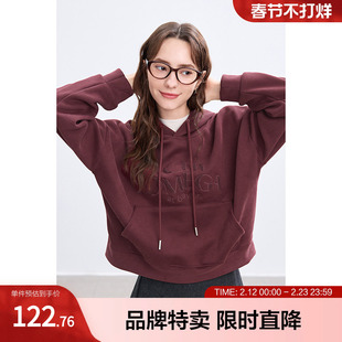 betu百图字母刺绣连帽卫衣新款宽松套头上衣时尚百搭短款卫衣