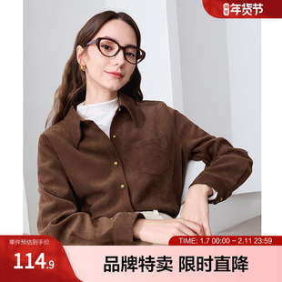 betu百图衬衫高档保暖面料气质翻领长袖女式衬衫