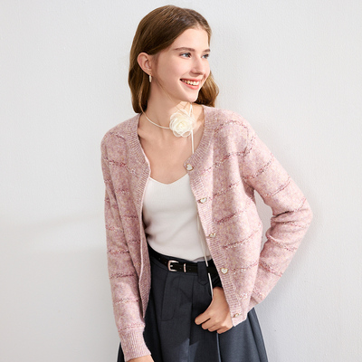 betu百图小香风毛针织衫设计感小众短款开衫毛衣外套