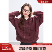 百搭短款 betu百图字母刺绣连帽卫衣新款 宽松套头上衣时尚 卫衣