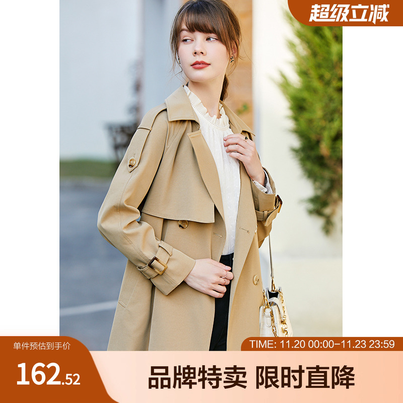 Betu百图风衣外套女小个子英伦风中长款气质大衣春季新款