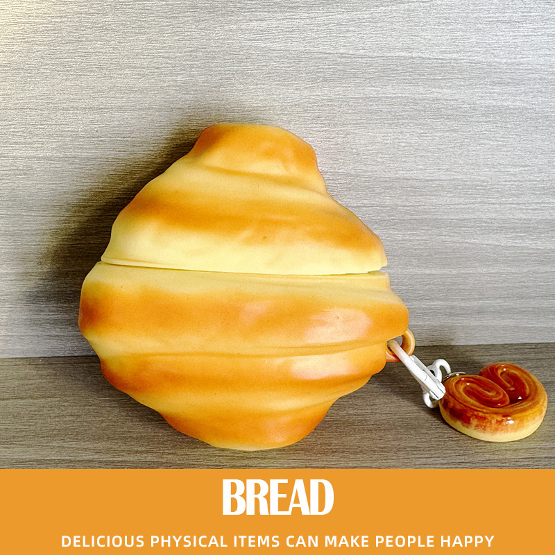 适用倍思M2s耳机套BASEUS无线蓝牙耳机m2s仿真面包保护壳可爱倍思m2s防摔硅胶充电仓保护套M2S男女情侣耳机壳