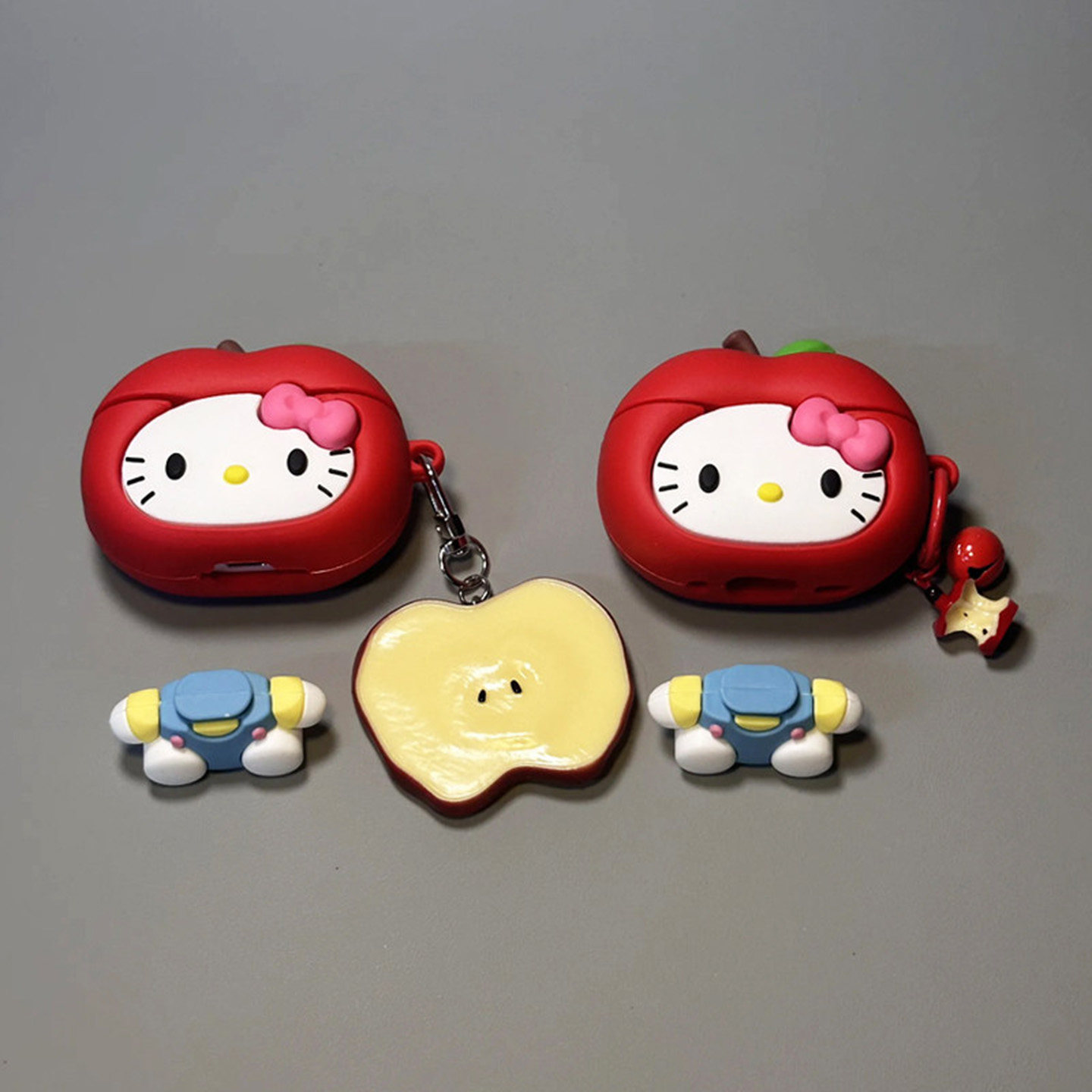 创意红苹果Kitty猫适用AirPods4代耳机壳苹果无线蓝牙AirPodsPro2代保护套硅胶3代防摔Pro3三代可爱卡通2代新