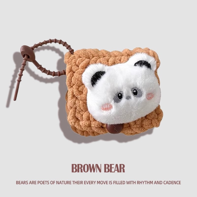 适用新款铁三角ATH-TWX7耳机保护套ATH-TWX9耳机充电仓盒CKS30TW毛绒小熊保护壳SQ1TW TW耳机套CKS5TW收纳袋