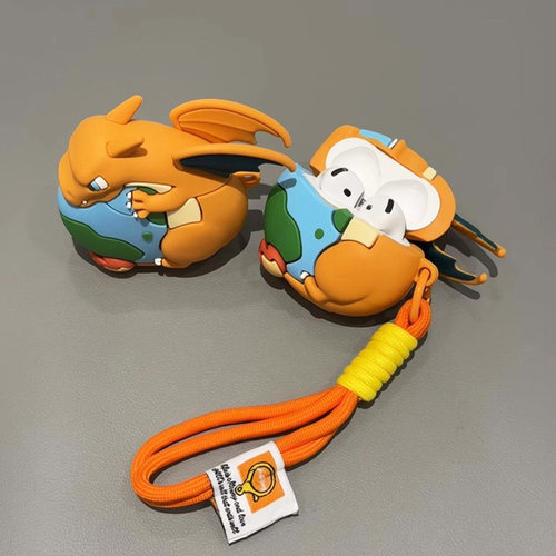 创意小火龙地球上投适用三星buds3pro保护套硅胶buds3fe蓝牙耳机壳Buds3 FE保护壳充电仓盒子可爱卡通防摔壳