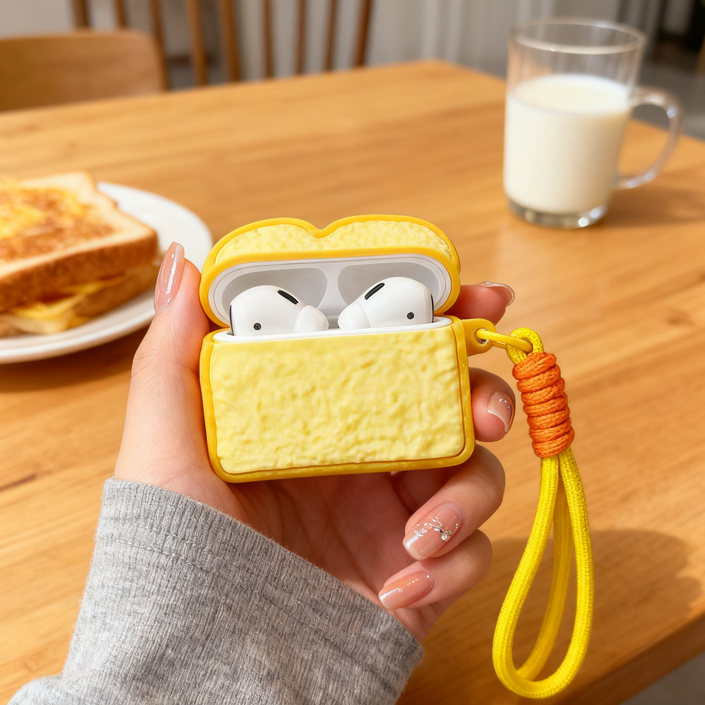 创意土司面包适用Baseus倍思M3s保护套硅胶m2s pro真无线蓝牙耳机壳m2s保护壳盒子m3s耳机壳防摔m2土司壳挂饰