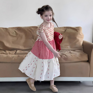 女童夏季洋气连衣裙2026新款儿童短袖夏裙宝宝度假风海边沙滩裙子