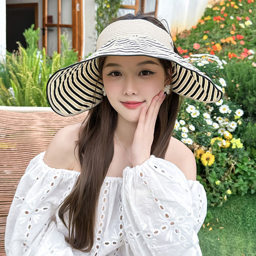 夏季女款空顶大檐防晒可折叠帽