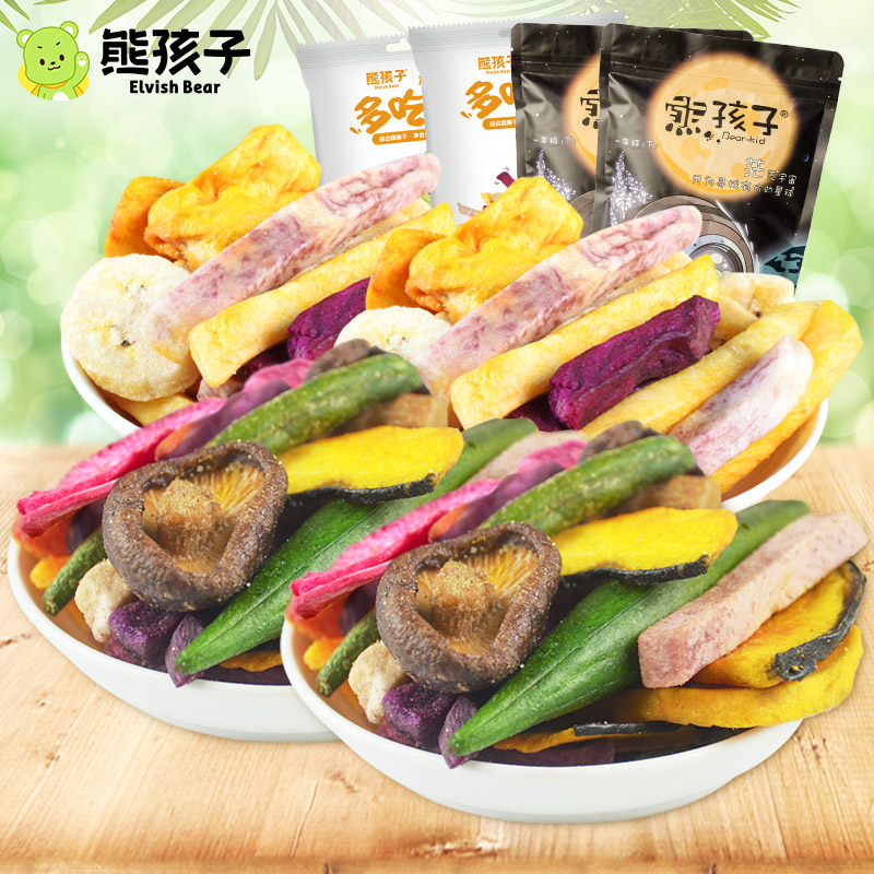 熊孩子 蔬果组合(蔬菜干106g+综合蔬果干116g )共4袋 休闲零食
