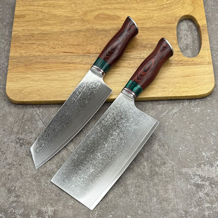 大马士革钢VG10菜刀家用切片刀斩切刀厨师专用超快锋利高硬度