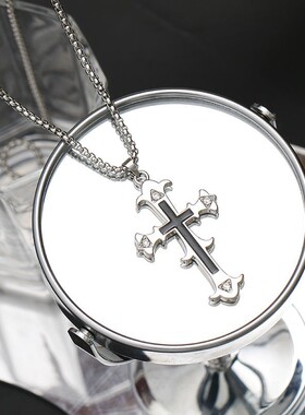 钛钢吊坠菱形项链十字架吊坠项饰