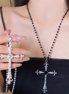 哥特暗黑十字架个性项链