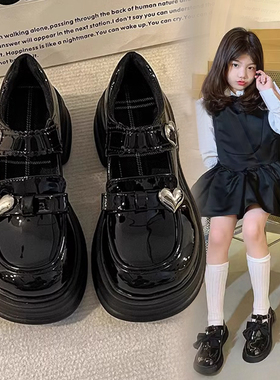 女童小皮鞋2024春秋新款黑色演出鞋公主鞋中大童亮皮乐福鞋儿童鞋