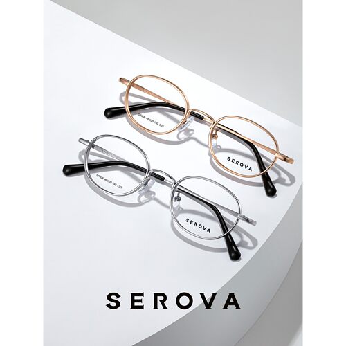 SEROVA施洛华眼镜框钛板眼镜架圆框全框SP408可定制近视镜片