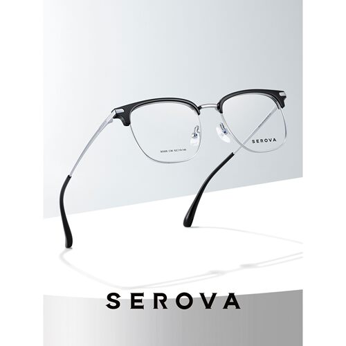 SEROVA施洛华眼镜框眼镜架眼睛框眉线半框 SC628可定制近视镜片
