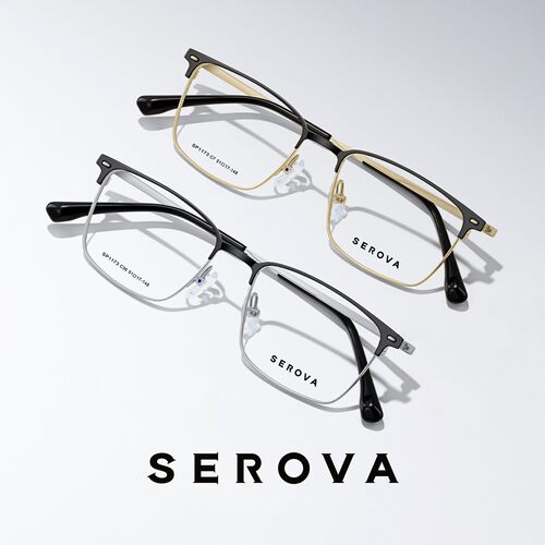 SEROVA施洛华眼镜框钛板眼镜架眼镜框眉线半框SP1173可定制镜片