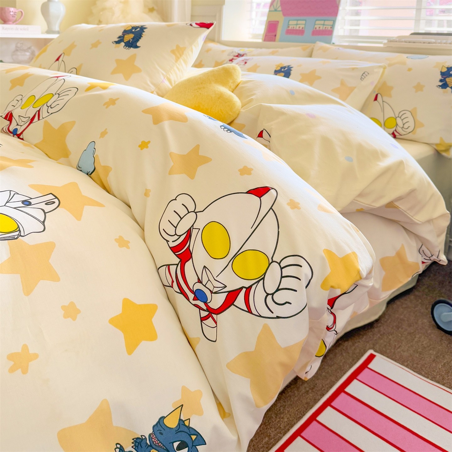 全棉纯棉奥特曼四件套儿童床单被套卡通学生三件套被子罩床笠男孩