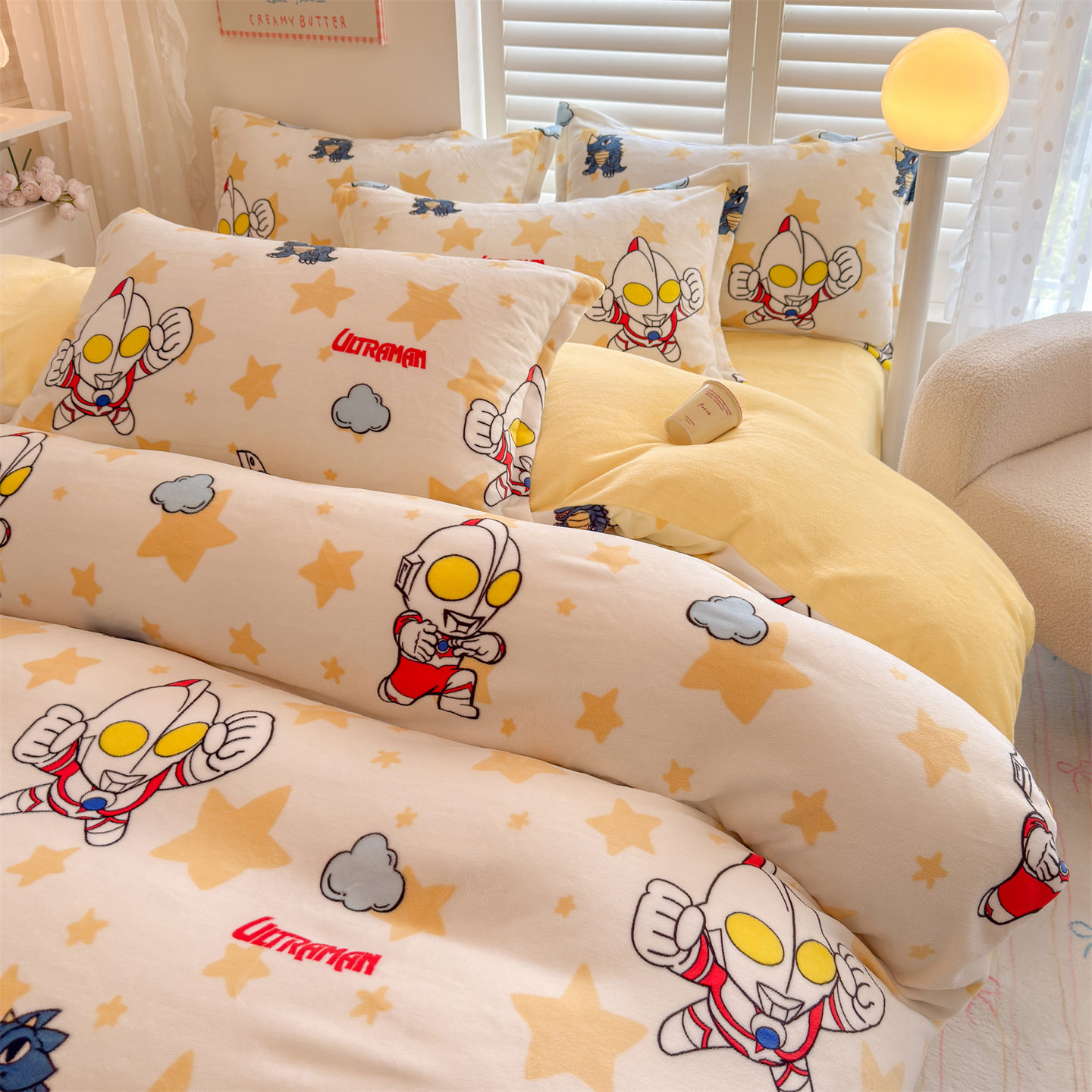 牛奶绒奥特曼四件套加厚冬季男孩