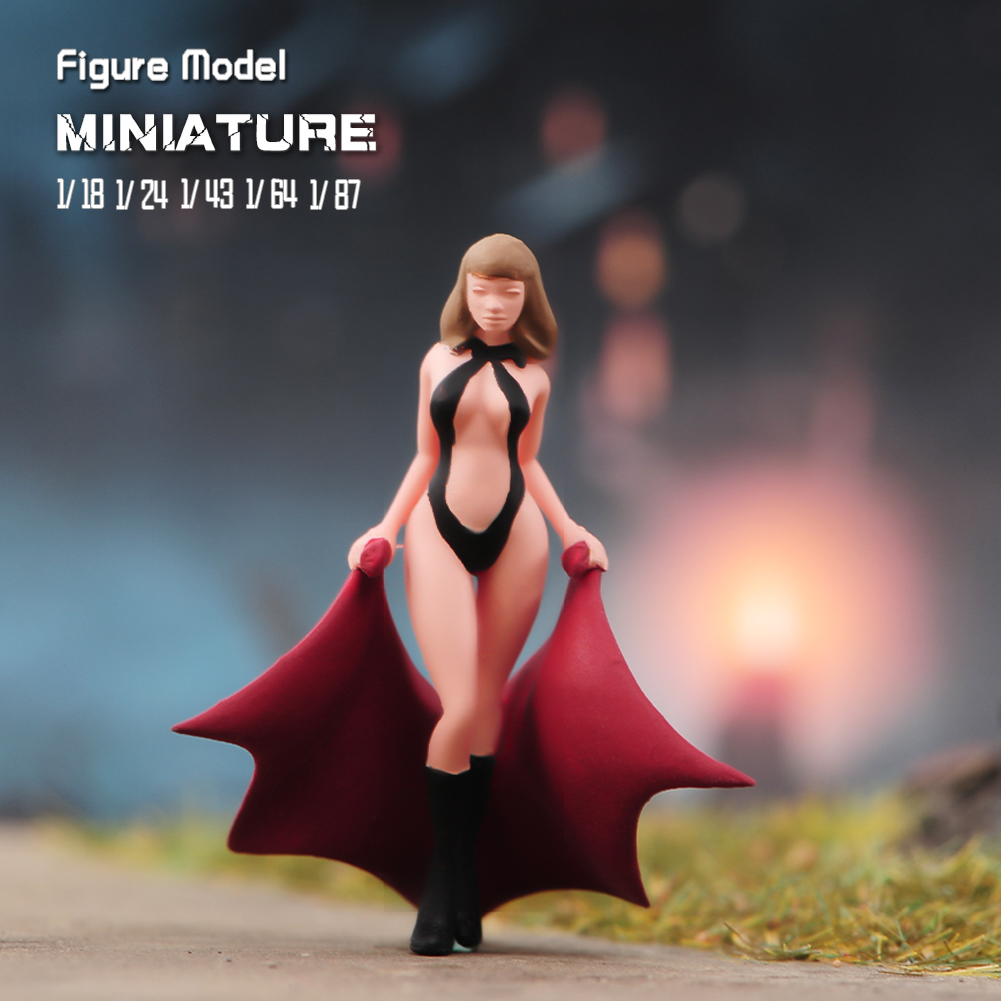 现货 1/64 1/43 1/24 靠车女孩 微缩模型场景沙盘树脂小人偶