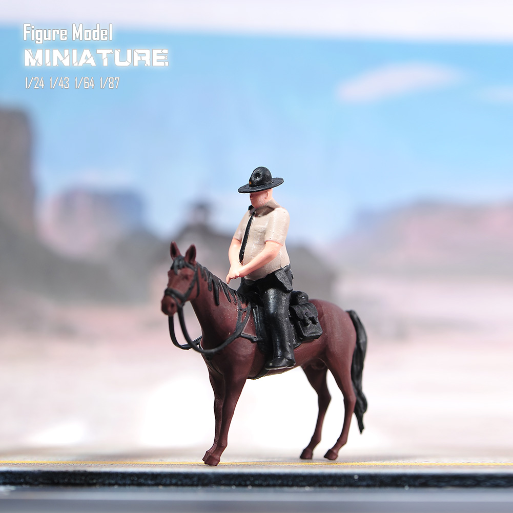现货1/87 1/64 1/43 1/24 美国巡警- 骑马 涂装微缩模型手办场景