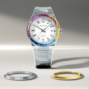 三款 DUXOT彩虹表圈复古潮流自动机械表2075钢带夜光防水 表圈更换