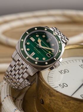 特价|SPINNAKER三角帆青金石孔雀石盘面复古自动机械手表限量5114