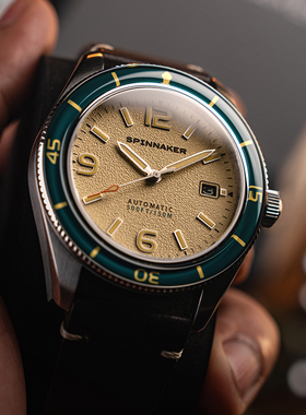 特价SPINNAKER三角帆沙哈拉配色复古潜水自动机械表5055夜光防水