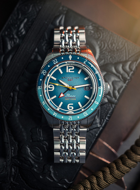 新款SPINNAKER三角帆GMT自动机械手表FLEUSS男士钢带夜光潜水5120